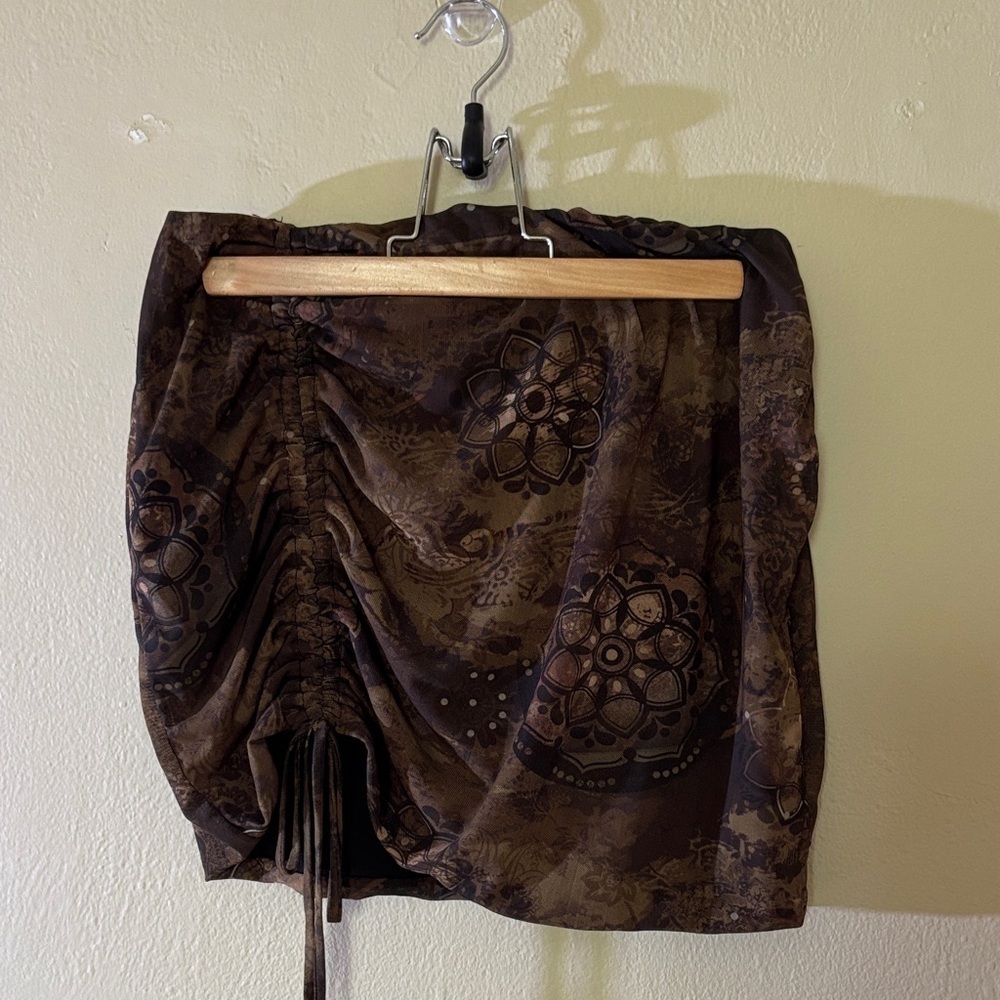 Fashion Nova Brown Floral Mini Skirt